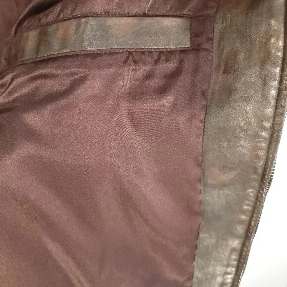 Leather Jacket Women's Large? Brown Zip Front Hand Painted Horses Modified - Picture 14 of 16